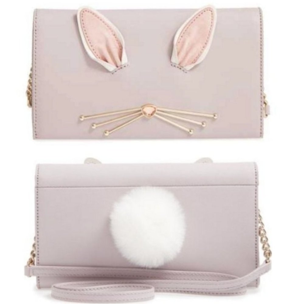 NWT SOLD OUT Kate Spade Rabbit Cali Clutch Gray Purse Crossbody